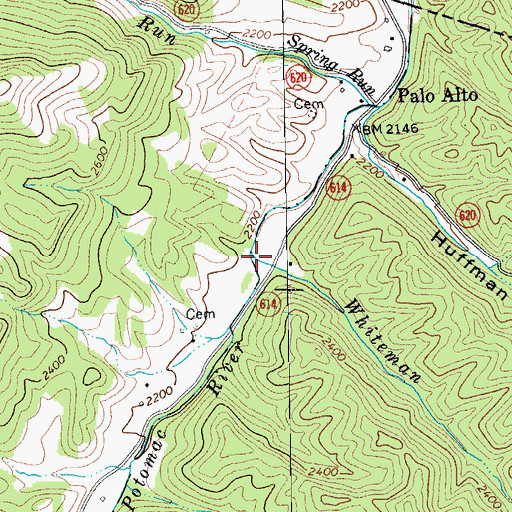 Topographic Map of Whiteman Run, VA