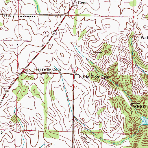 Topographic Map of Little Zion Church (historical), AL