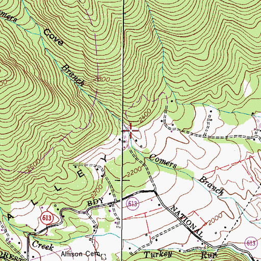 Topographic Map of Whiterock Cove, VA
