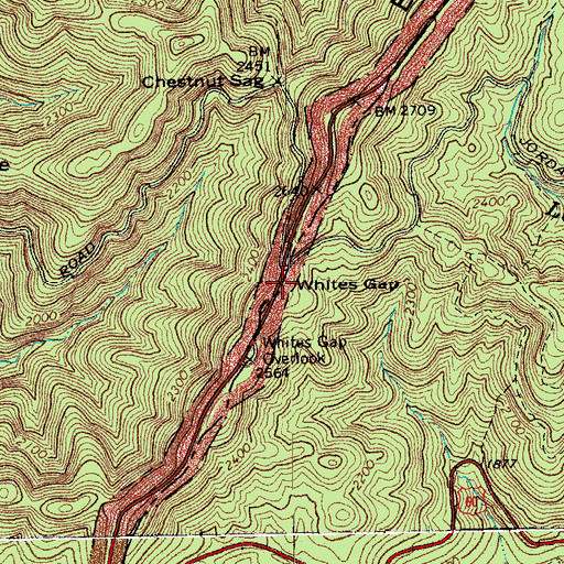 Topographic Map of Whites Gap, VA