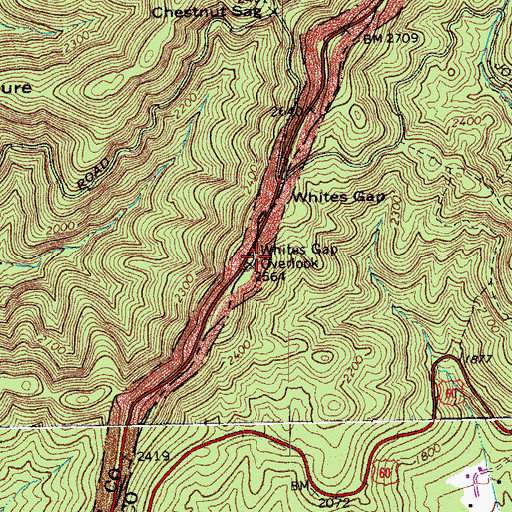 Topographic Map of Whites Gap Overlook, VA