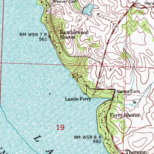 Topographic Map of Sharps Shores, AL