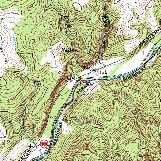 Topographic Map of Whitesides Run, VA