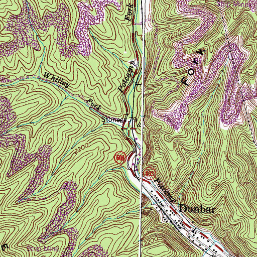 Topographic Map of Whitley Fork, VA