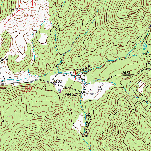 Topographic Map of Wiggins Branch, VA