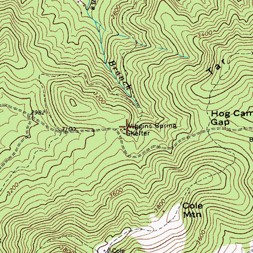 Topographic Map of Wiggins Spring Shelter, VA