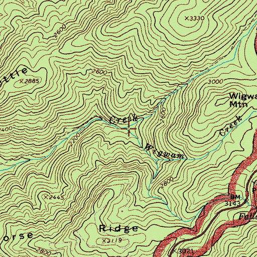 Topographic Map of Wigwam Creek, VA