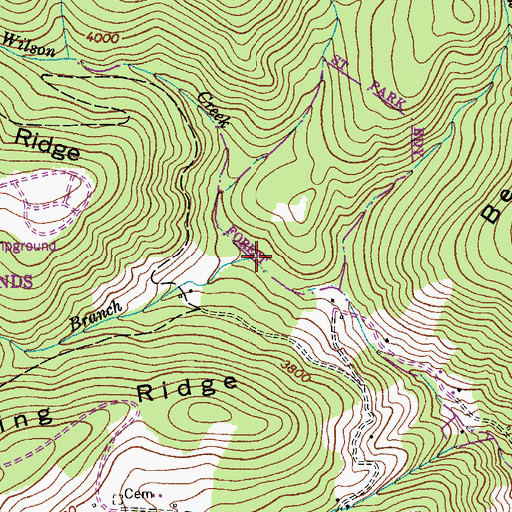Topographic Map of Wilburn Branch, VA