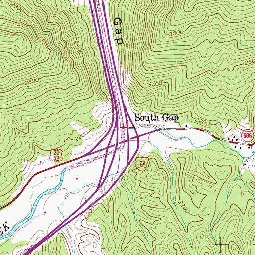 Topographic Map of Wilderness Creek, VA