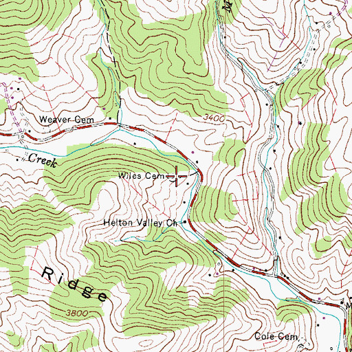 Topographic Map of Wiles Cemetery, VA