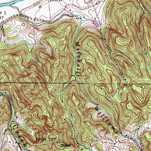 Topographic Map of Williams Branch, VA