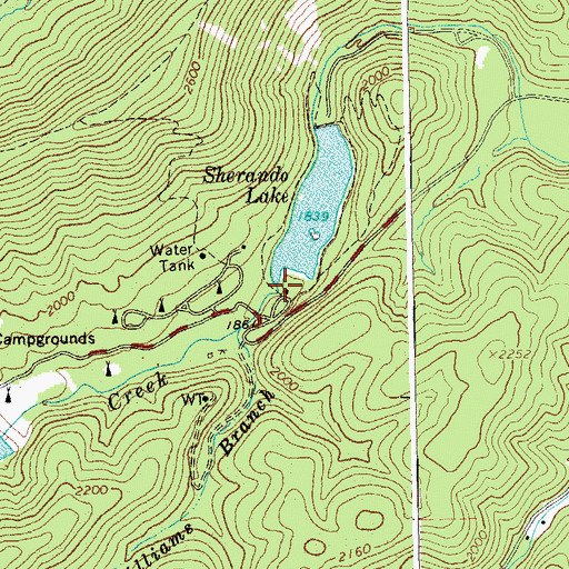 Topographic Map of Williams Branch, VA