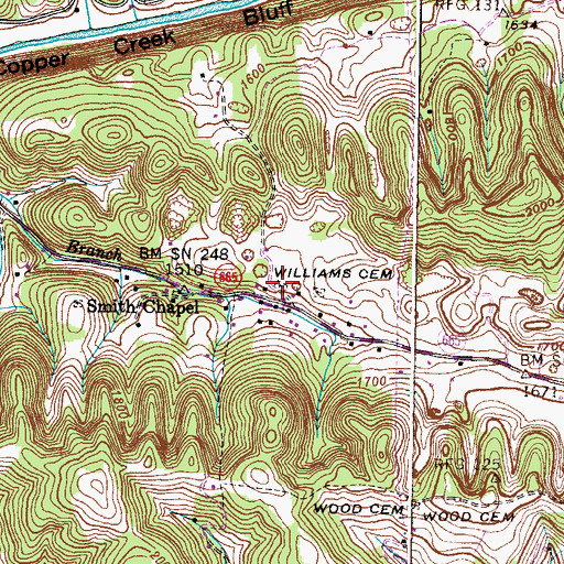 Topographic Map of Williams Cemetery, VA