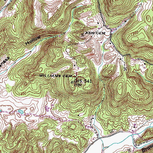 Topographic Map of Williams Cemetery, VA