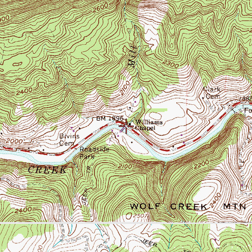 Topographic Map of Williams Chapel, VA