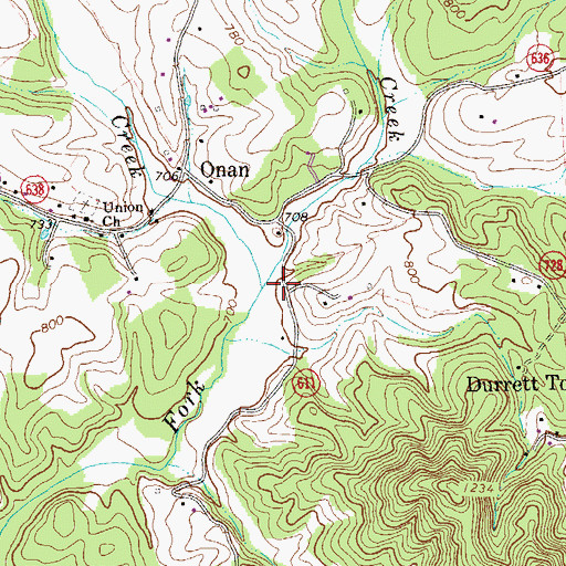 Topographic Map of Williams Creek, VA
