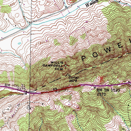 Topographic Map of Willis Campbells Cemetery, VA