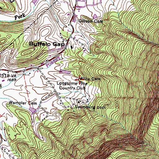 Topographic Map of Willis Cemetery, VA