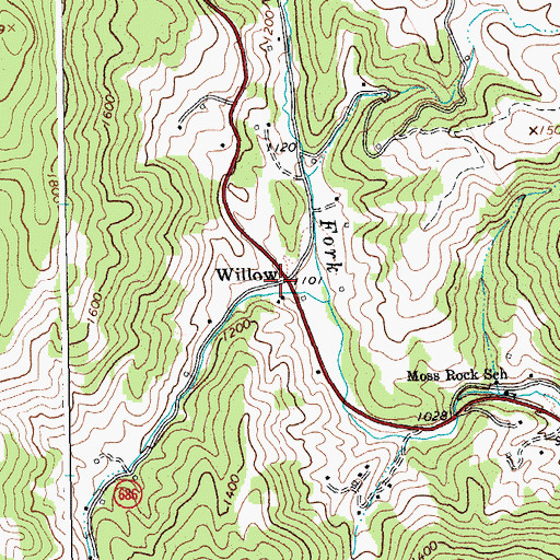 Topographic Map of Willow, VA