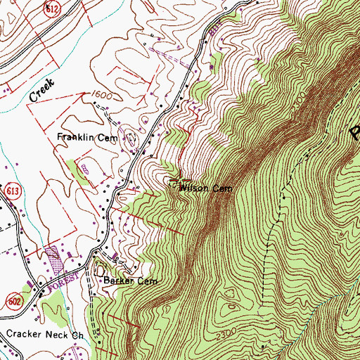 Topographic Map of Wilson Cemetery, VA