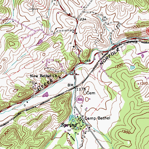 Topographic Map of Wilson Creek, VA