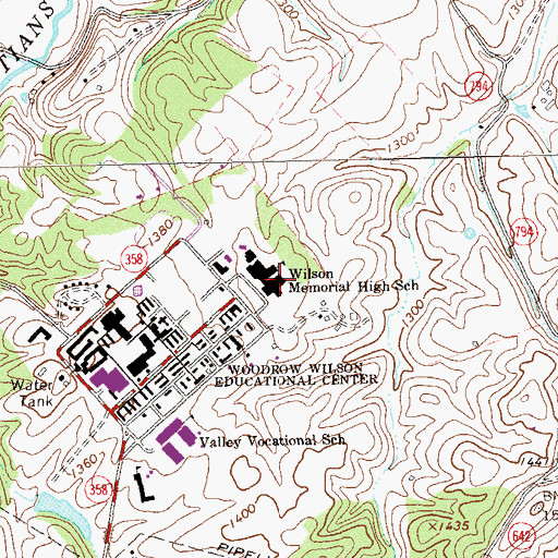 Topographic Map of Wilson Memorial High School, VA