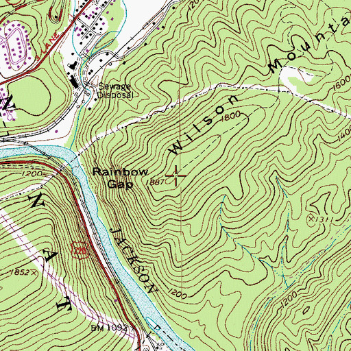 Topographic Map of Wilson Mountain, VA