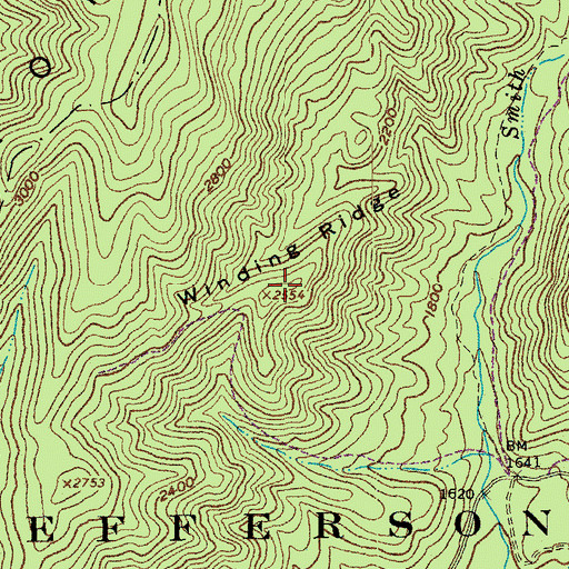 Topographic Map of Winding Ridge, VA