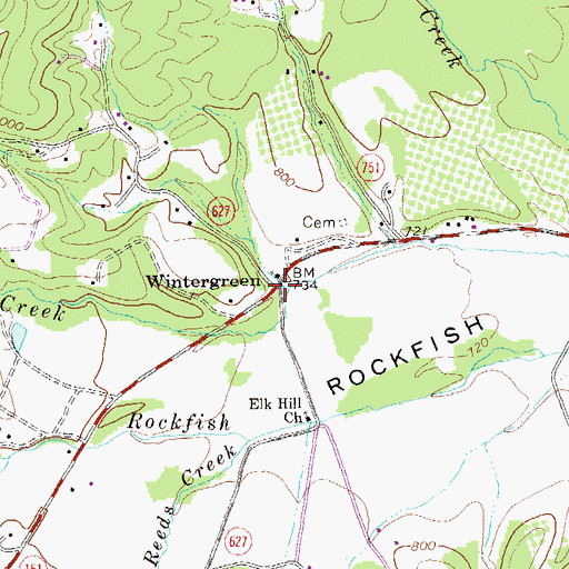 Topographic Map of Wintergreen, VA