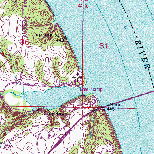 Topographic Map of Natchez Trace Parkway Colbert Ferry Park, AL