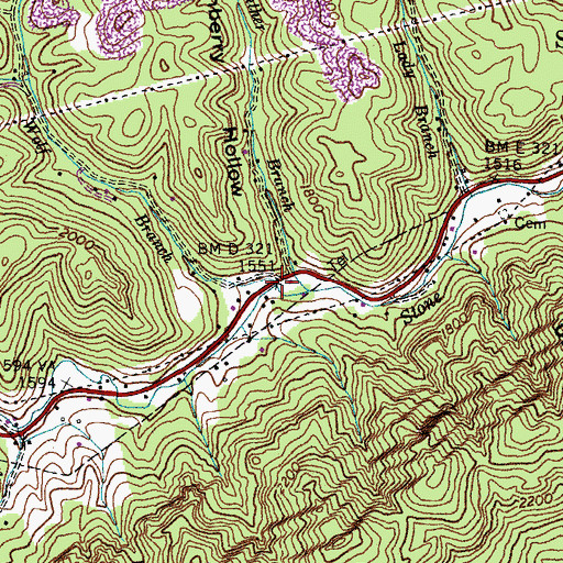 Topographic Map of Wolf Branch, VA