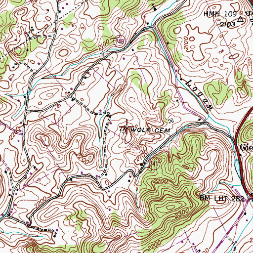 Topographic Map of Wolf Cemetery, VA