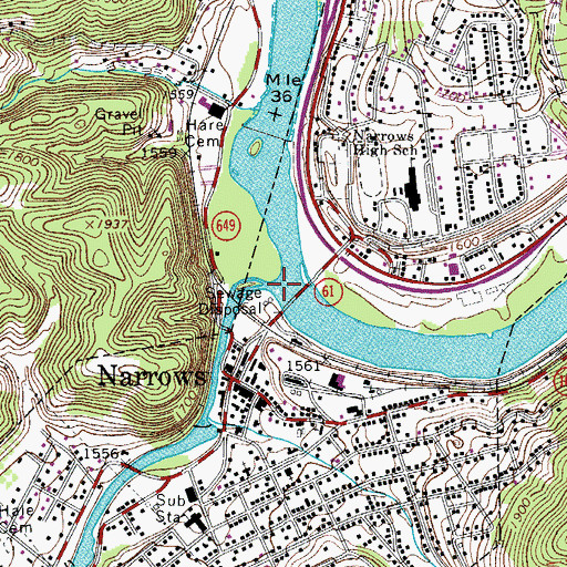 Topographic Map of Wolf Creek, VA