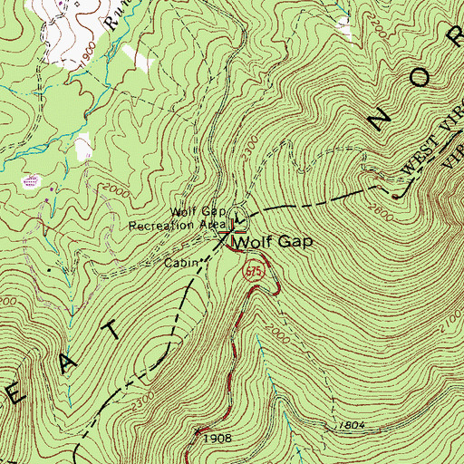 Topographic Map of Wolf Gap, VA
