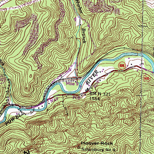 Topographic Map of Wolf Harbor Branch, VA