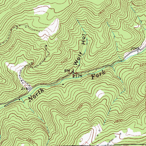 Topographic Map of Wolf Hollow, VA