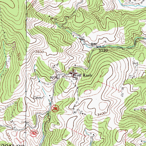 Topographic Map of Wolf Knob Church, VA
