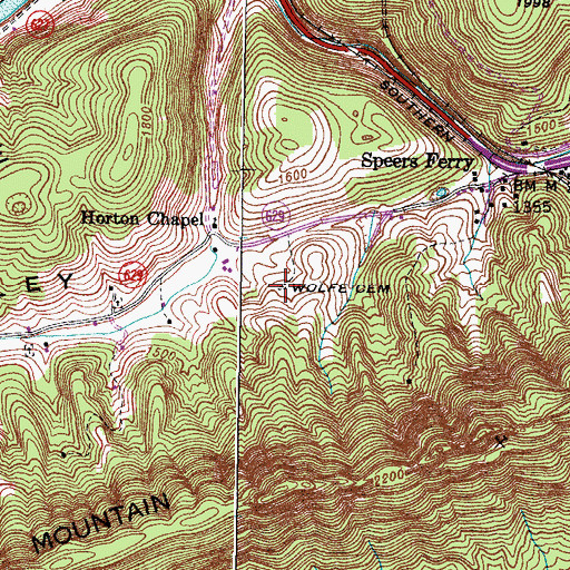 Topographic Map of Wolfe Cemetery, VA