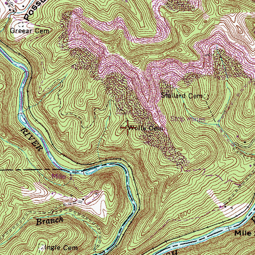 Topographic Map of Wolfe Cemetery, VA