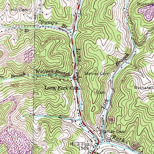 Topographic Map of Wolfpen Branch, VA