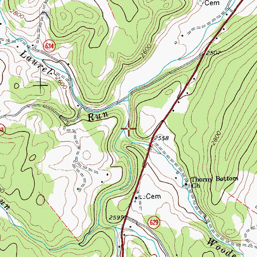 Topographic Map of Wooden Run, VA