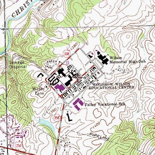 Topographic Map of Woodrow Wilson Educational Center, VA