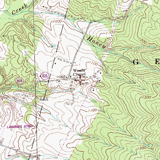 Topographic Map of Woods Chapel, VA