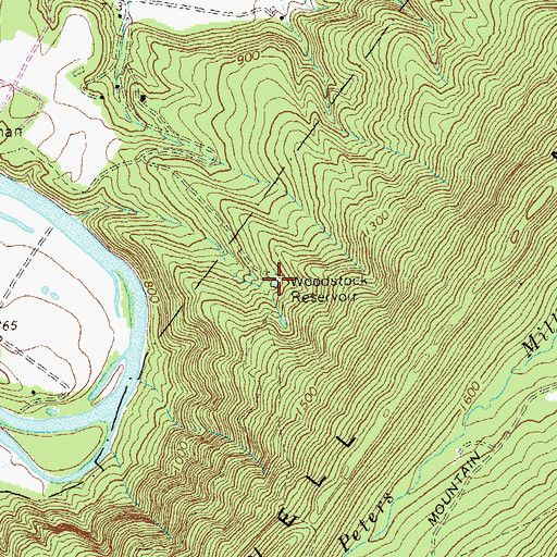 Topographic Map of Woodstock Reservoir, VA