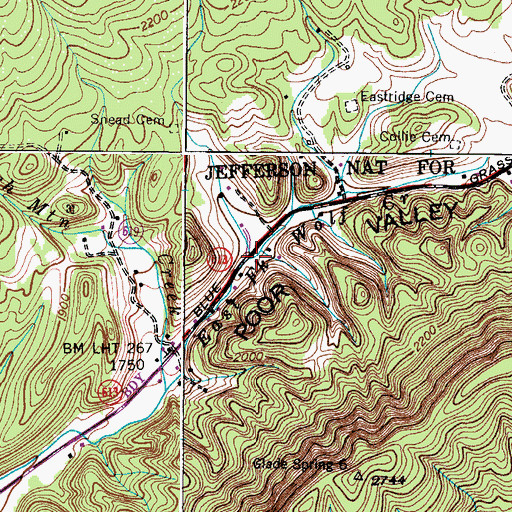 Topographic Map of Woodward Cove Branch, VA
