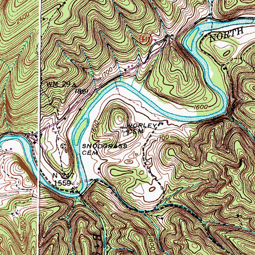 Topographic Map of Worley Cemetery, VA