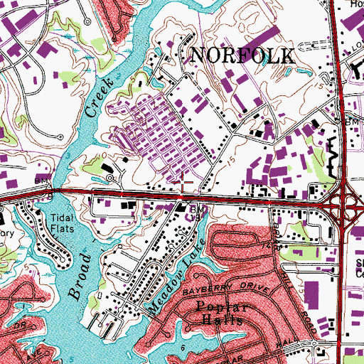 Topographic Map of Broad Creek, VA