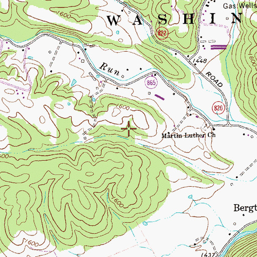 Topographic Map of Martin Luther Church, VA