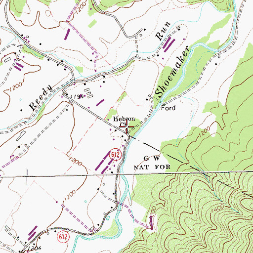 Topographic Map of Hebron Church, VA