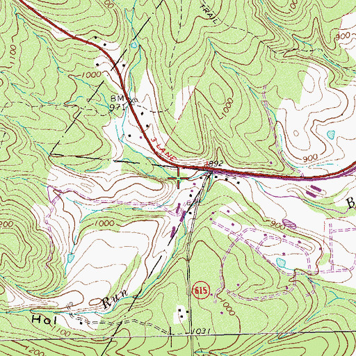 Topographic Map of Georges Run, VA